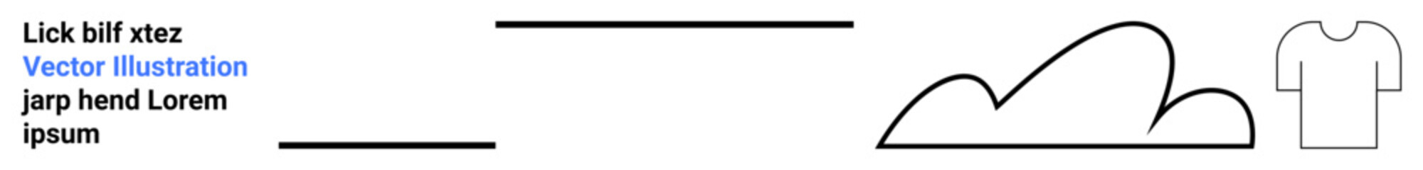 Horizontal lines, abstract cloud shape, and t-shirt outline paired with placeholder text. Ideal for branding, web design, print, layout concepts, online stores, creativity simple landing page