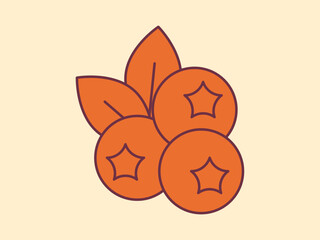 Blueberry icon. Autumn icon and symbol. Autumn elements. Simple flat vector icon.