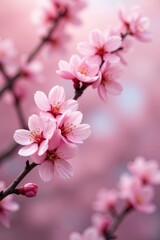 Obraz premium Pink cherry blossom branches, traditional, floral