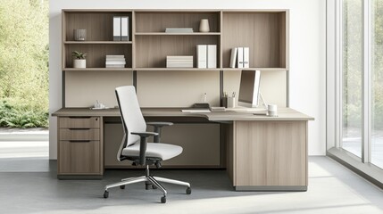 Modern Office Workspace with L-Shaped Desk