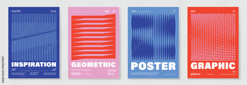 Aufkleber abstract line wave gradient poster background vector set. cover template with vibrant perspective ha