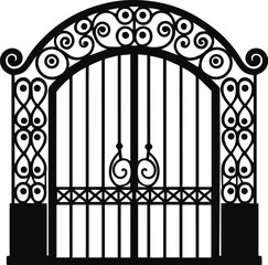 wrought iron gate silhouette vector illustration