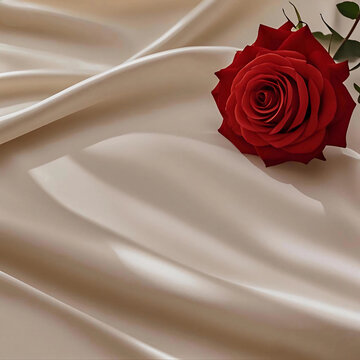  silk and red roses aesthetic background  for skincare , cosmetics, beauty  jewelry, rings, necklaces, and earrings products display  banner podium