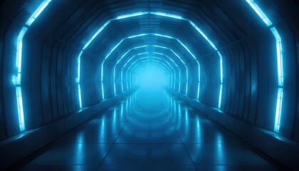 Abstract blue light tunnel futuristic background wallpaper