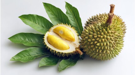 Exotic Durian fruit with its spiky outer shell, is the King of fruits
