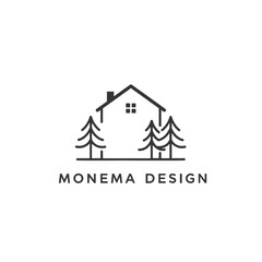 Monema Design house logo with trees in the forest