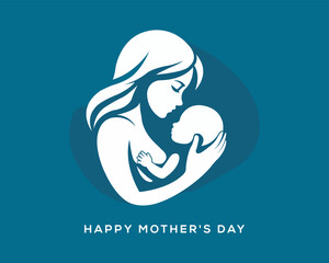 Happy Mother`s Day Greeting Card, Mother Holding Baby Son In Arms.Mother's Day card, banner, poster, flyer, label or cover, Greeting Card, Vector, illustration, social media