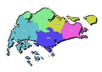 High-resolution illustration of the map of Singapore, showcasing the complete geographical shape of the country