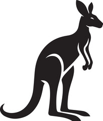 Black silhouette vector of kangaroo