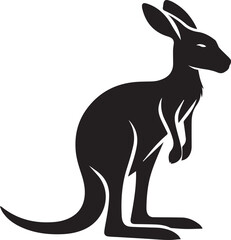 Black silhouette vector of kangaroo