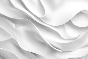 Obraz premium Abstract white fabric folds. A soft, flowing texture of undulating white fabric. Delicate curves and folds create a sense of movement and fluidity. A modern, minimalist aesthetic