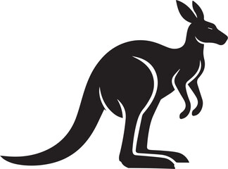 Black silhouette vector of kangaroo
