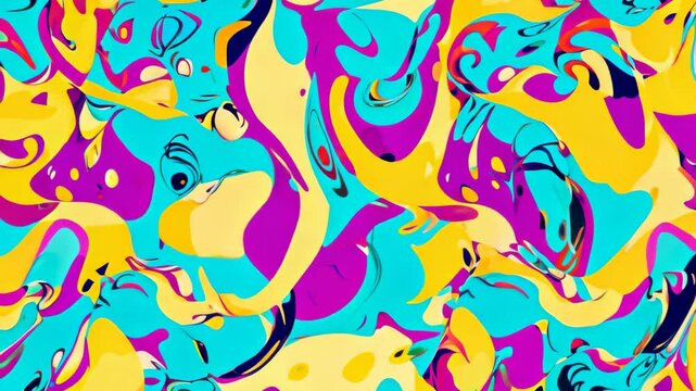This vibrant abstract artwork features fluid shapes and a dynamic color palette, perfect for creative projects needing a touch of energy and playfulness.
