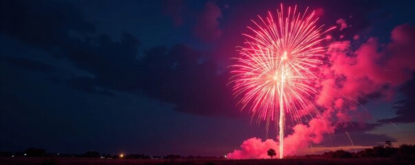Fototapeta premium Vibrant firework explosion in the night sky with colorful bursts and sparks , celestial display, explosive, pyrotechnics