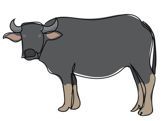 Buffalo is in a continuous line drawing style on a white background.