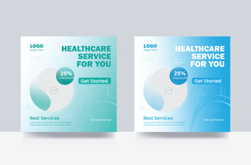 Medical healthcare banner social media Instagram post design template