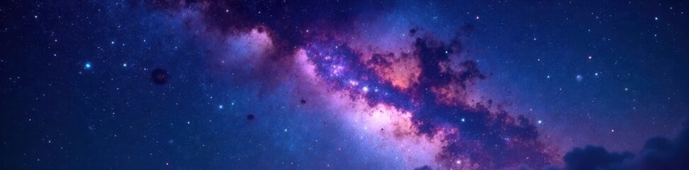 Naklejka premium Starry night sky with galaxy in the background, astronomy, night sky