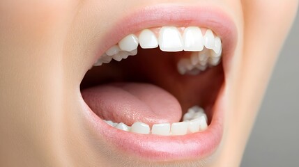 Obraz premium A detailed close up of an open mouth with an expression of discomfort suggesting a potential medical or dental issue