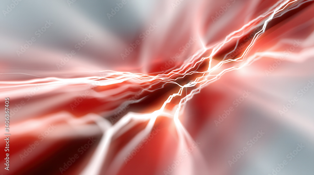 Poster dynamic abstract energy flow with red and white electric streaks, creating vibrant and futuristic vi