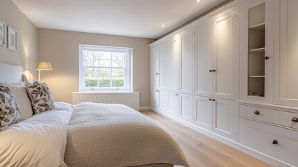 Fototapeta premium Cozy bedroom with built-in storage