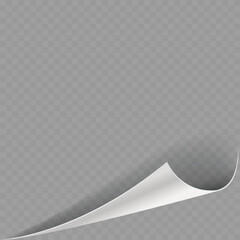 White Paper Corner Curl Mockup with Shading for Design Vector