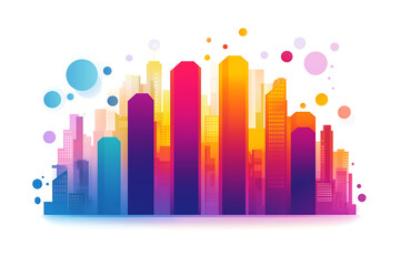 Colorful cityscape skyline illustration vector art design graphic