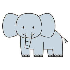Fototapeta premium ELEPHANT wild animal cute icon kawaii style illustration safari clean flat vector simple outline doodle drawing isolated element sticker kiddy decorative 