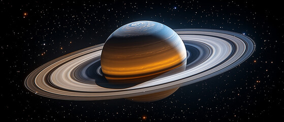 A close-up of Saturn with its iconic ring