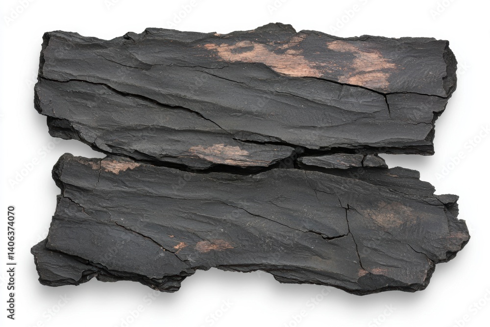 Poster a close-up view of dark, textured rock slabs with subtle color variations and layered surfaces, show