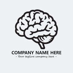 Brain illustration black and white for logo company vector image
