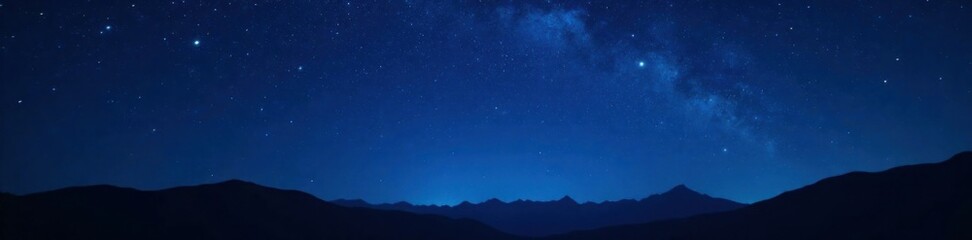 Fototapeta premium deep blue blackness of night sky with numerous stars shining brightly in the darkness, dark background , starlight, celestial