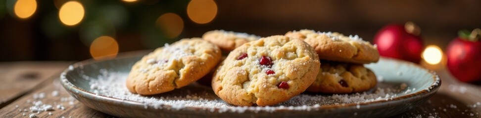 holiday cookies baked on a wooden kitchen counter, wood, baking