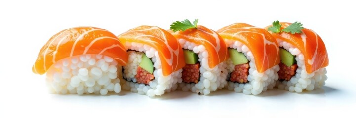 Sushi seaweed roll flat icon on white background, ocean food, dish