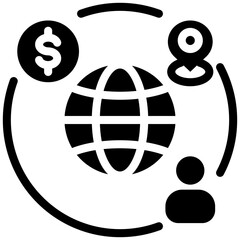 Global Business Glyph Icon Style