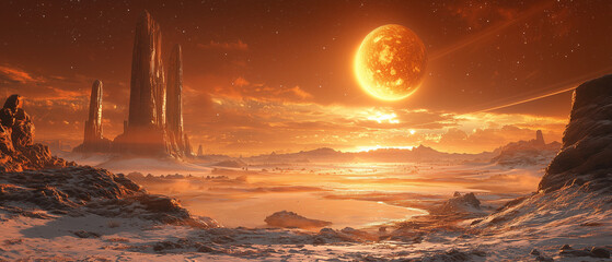 distant planet with unique surface features