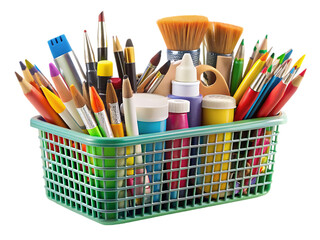 Art Supplies Basket Stock Photo