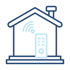 Smart House Icon Two Color Outline Style. Vector Illustration For Graphic Design
