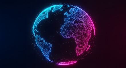 Glowing Digital Earth Globe Spinning with Colorful Network Connection