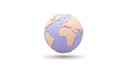 Fototapeta premium Isometric Earth Globe Model Displayed on a Clean White Background