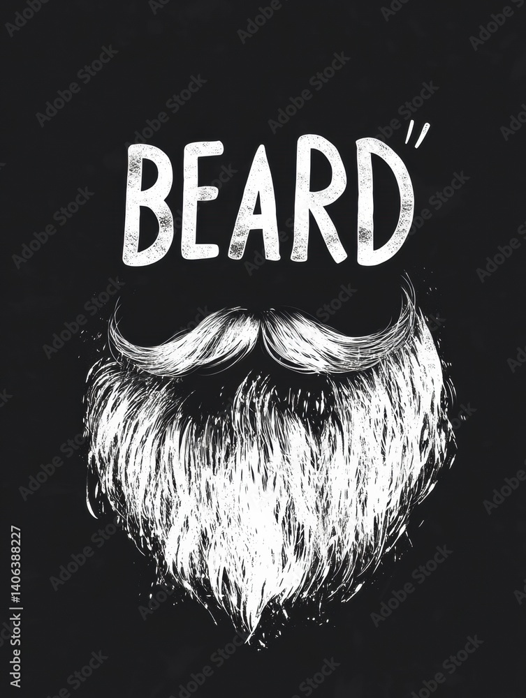 Poster Creative typography design forming the word beard in the shape of a stylish beard on a dark background