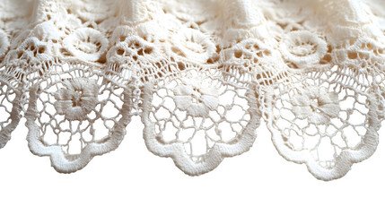 Obraz premium Decorative lace fabric trim isolated on white background