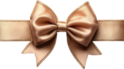 Decorative ribbon with bow shape, soft fabric texture, realistic, isolated on white background