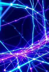 Futuristic Digital Network of Glowing Connections and Data Nodes
