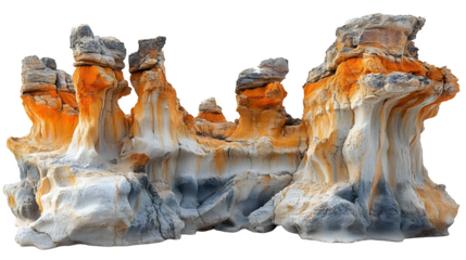 Desert stone formations isolated on white background