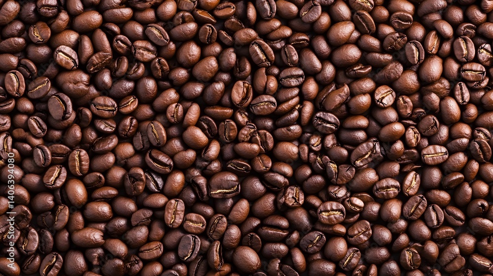 Poster coffee bean overlay with subtle textured digital pattern