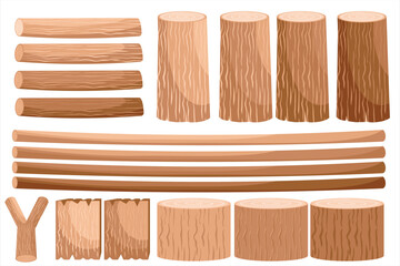 Wood vector set. Wood material illustration from tree. Wood pattern
