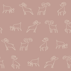 Outline Vector Goat Pattern Illustration Seamless for Wallpaper Background Cover Packaging