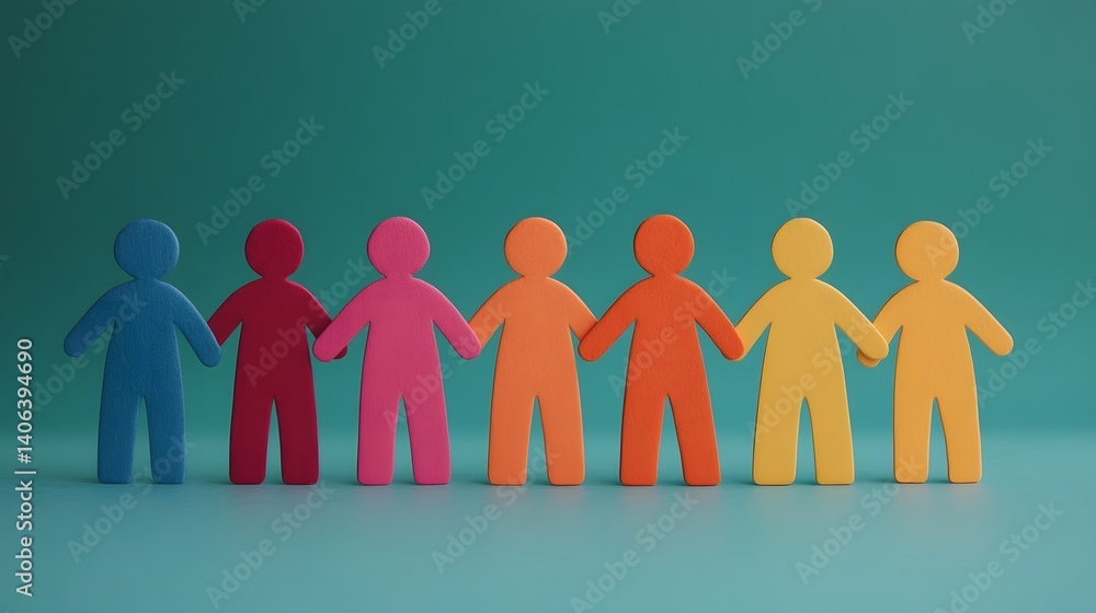 Poster paper textured figures representing harmony and shared objectives