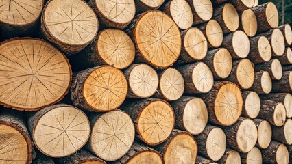 Fototapeta premium Pile of Tree Trunk Logs Timber Wood Material Stacked Texture