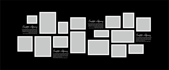 Pictures or photos frame collage. comics page grid layout abstract photo frames and digital photo wall template